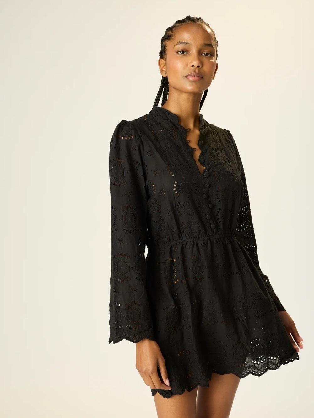 Natalie Martin Cleo Dress Medallion Embroidery Black Never Worn